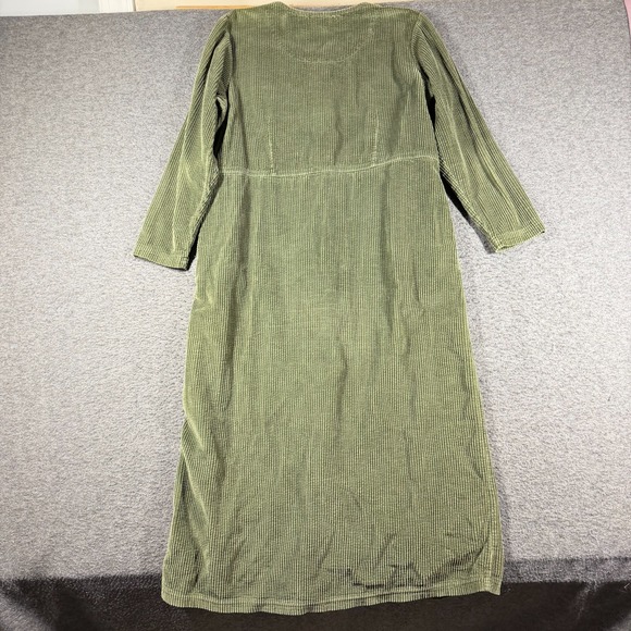 Vintage L.L. Bean Wide Wale Corduroy Button Dress Womens 18 Green cottagecore - Picture 7 of 9